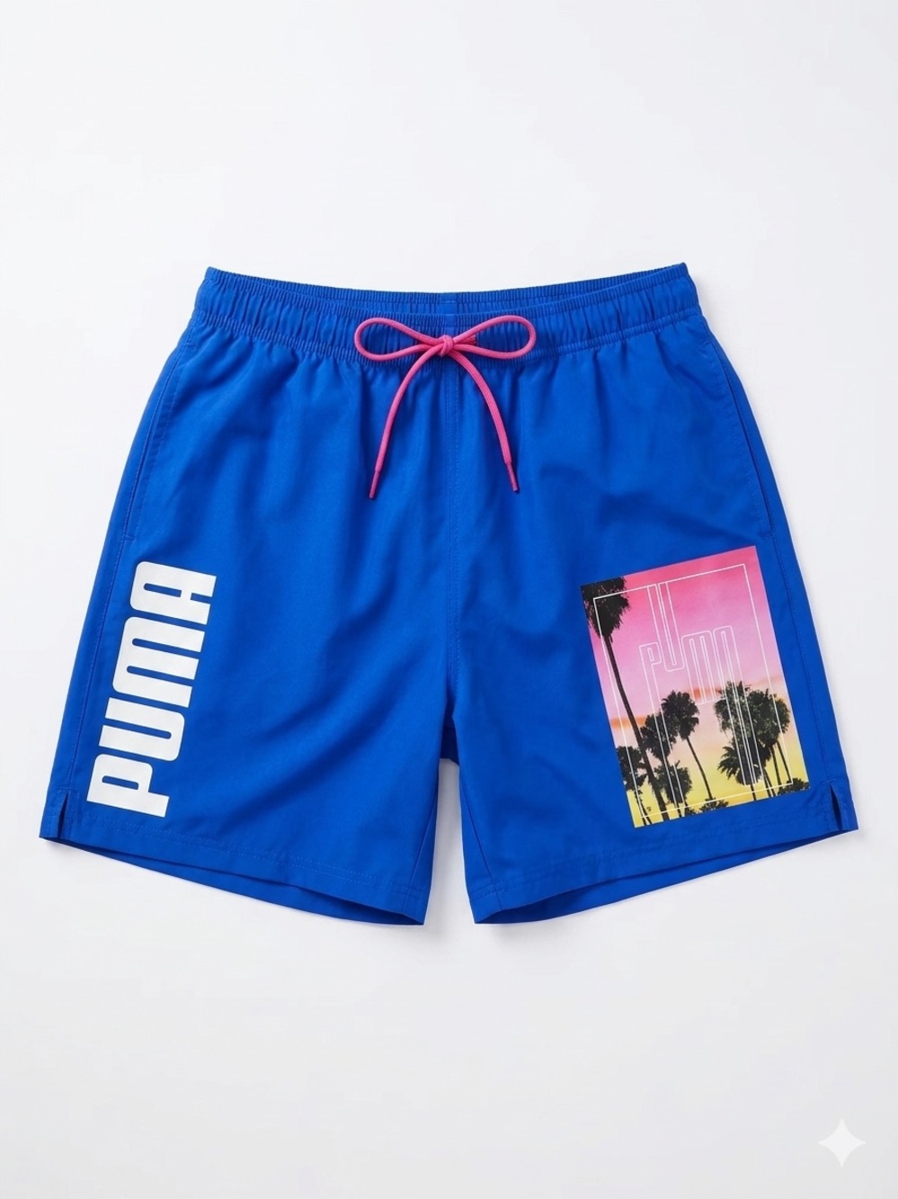Puma Royal Blue Swim Trunks with Pink Drawcord